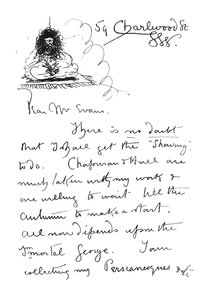1. Seite des handschriftlichen Briefes an Frederick Evans, ca. 1893 von Aubrey Beardsley