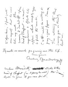 2. Seite des Autographenbriefs an Frederick Evans, um 1893 von Aubrey Beardsley