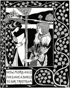 Wie Morgan le Fay Sir Tristram ein Schild gab, Illustration aus 