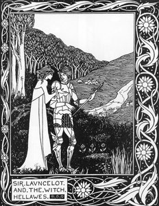 Sir Launcelot und die Hexe Hellawes (Lancelot und die Hexe Hellawes) Illustration von Aubrey Beardsley (1872-1898) aus Thomas Malorys Der Tod von Arthur von Aubrey Beardsley
