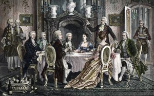 Abendessen im Haus von Emanuel Schikaneder für Wolfgang Amadeus Mozart