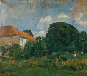 Sommerbild mit Haus von August Eiebakke