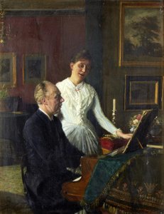 Schauspieler Peter Jerndorff und seine Frau Amalie am Klavier