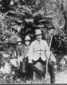 Selbstporträt von August Strindberg mit seinen Kindern auf dem Land