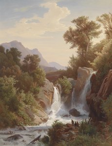 Angler am Wasserfall