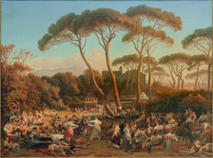 Römisches Volksfest im Park der Villa Borghese von August Lucas