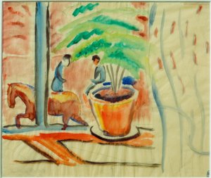 Blick auf die Straße vor dem Fenster von August Macke