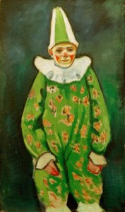 Clown im grünen Kostüm