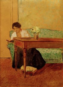Elisabeth auf grünem Sofa, lesend von August Macke
