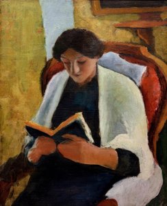 Lesende Frau im roten Sessel von August Macke