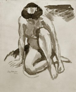 Sitzender Akt, vorgebeugt von August Macke