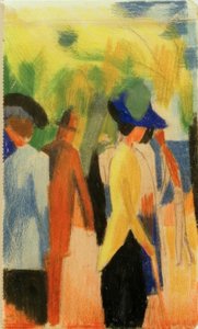 Spaziergänger unter Bäumen (Spaziergänger im Park)