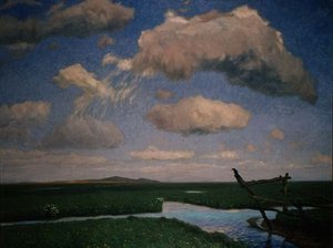 Sommertag in Hammeniederg mit den Weyerberg-Hügeln in der Ferne