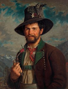 Tiroler Bauer in Stubaier Tracht von August Pezzey d. Ä.