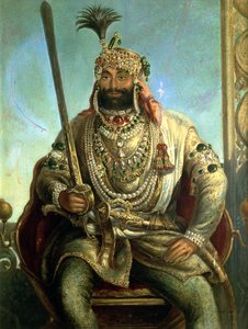 Porträt von Maharaja Sher Singh, in königlicher Kleidung, ca. 1850 von August Theodor Schoefft