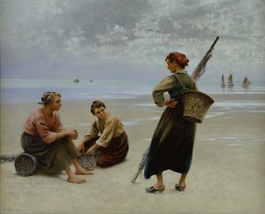 Muschelsammler in der Bretagne