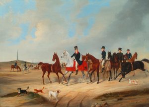 Reiterkavalkade mit Hunden