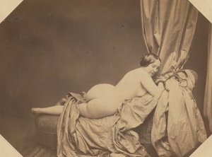 Akademischer Akt, auf einem Sofa liegend, ca. 1855