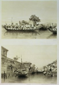 Die französische Torheit und das Haus eines Salzhändlers am Honan-Canton-Kanal, Platten 27 und 28 aus 