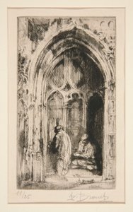 Bettler an einem Kirchenportal von Auguste Brouet
