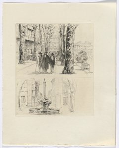 Frédéric Mistral: Mémoires et Recits von Frédéric Mistral: Stadtstraßenszene/Brunnen (Einfügung nach S. 120) von Auguste Brouet