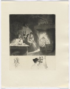 Frédéric Mistral: Mémoires et Recits von Frédéric Mistral: Familienszene/Büste von drei Figuren (Einlage nach S. 48)