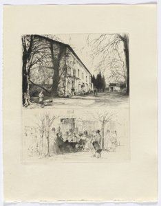 Frédéric Mistral: Mémoires et Recits von Frédéric Mistral: Straßenszene/ Menschen an einem Außentisch (Einfügung nach S. 24) von Auguste Brouet