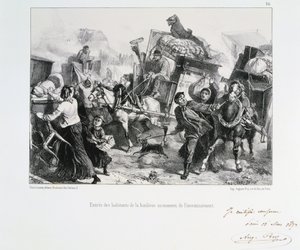 Bewohner der Vororte kommen vor der Belagerung durch die Preußen in Paris an, 1870 von Auguste Bry