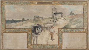 Skizze für den Trausaal im Rathaus von Arcueil-Cachan: Arbeit im Steinbruch von Auguste Francois Gorguet