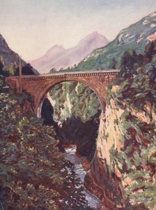 Frankreich: Le Pont Saint-Sauveur und der Gave de Pau (Farblithographie)