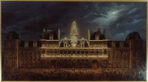Beleuchtung des Hôtel de Ville zum Königstag, 1. Mai von Auguste Jean Simon Roux