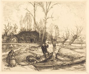 Im überfluteten Sumpf - Der Schäfer von Auguste Lepere