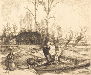 Im überfluteten Sumpf - Der Hirte Au marais inondé - Le berger, 1911 von Auguste Lepere