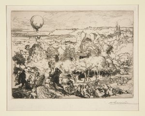 Der fallende Ballon in Pre-Saint-Gervais von Auguste Lepere
