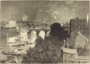 Der 14. Juli. Beleuchtung der Seine vom Pont Neuf bis zum Pont au Change von Auguste Lepere