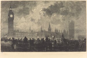 Parlament um 9 Uhr abends - London