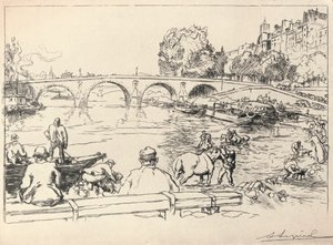 Der Wasserplatz am Pont Marie, 1915 von Auguste Louis Lepère