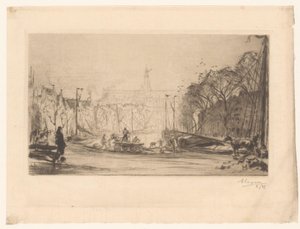 Ansicht auf das Spaarne und die Sint Bavo von Auguste Lepère (signed by artist)