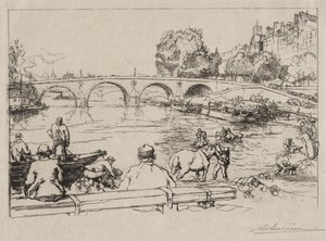 Die Tränke an der Pont Marie von Auguste Louis Lepère