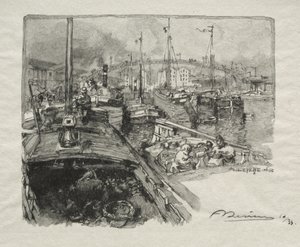 Das Becken von La Villette von Auguste Louis Lepère