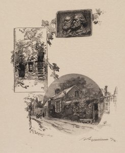 Fontainebleau Wald: Eingang zu Rousseaus Studio und das Millet-Haus La Forêt de Fontainebleau von Auguste Louis Lepère