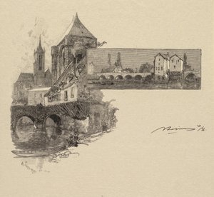 Wald von Fontainebleau: Moret, die Holz-Mühle La Forêt de Fontainebleau..., 1890 von Auguste Louis Lepère