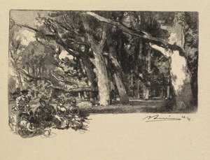 Wald von Fontainebleau: Mittag unter den Bäumen, 1890 von Auguste Louis Lepère