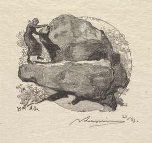 Wald von Fontainebleau: Der zitternde Fels La Forêt de Fontainebleau: La roche qui tremble, 1890 von Auguste Louis Lepère