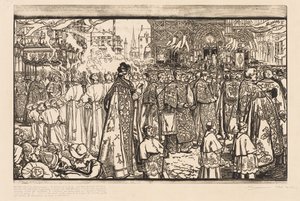 Die Prozession des Fronleichnamsfestes in Nantes von Auguste Louis Lepère