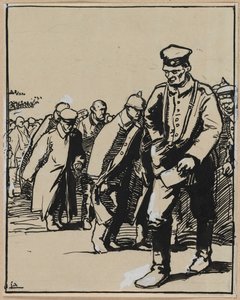 Marsch einer Gruppe deutscher Gefangener, 1914 von Auguste Louis Lepère