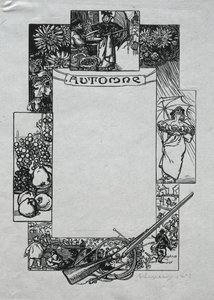Pariser Almanach, 1897: Dekorativer Rand, Herbst, 1897 von Auguste Louis Lepère