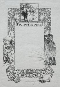 Pariser Almanach, 1897: Dekorativer Rand, Frühling von Auguste Louis Lepère
