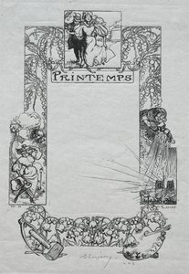 Pariser Almanach, 1897: Dekorativer Rand, Frühling, 1897 von Auguste Louis Lepère
