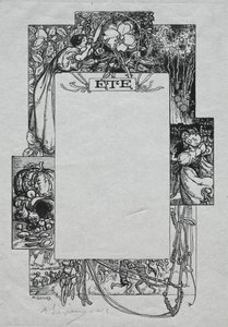 Pariser Almanach, 1897: Dekorativer Rand, Sommer von Auguste Louis Lepère